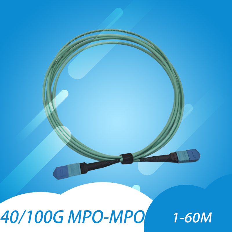 MPO to MPO Fiber Patch Cable, OM3 Multimode Type B 8/12 Core, 1-60M Options, 40G/100G High-Speed Fiber Optic Jumper for Data Center