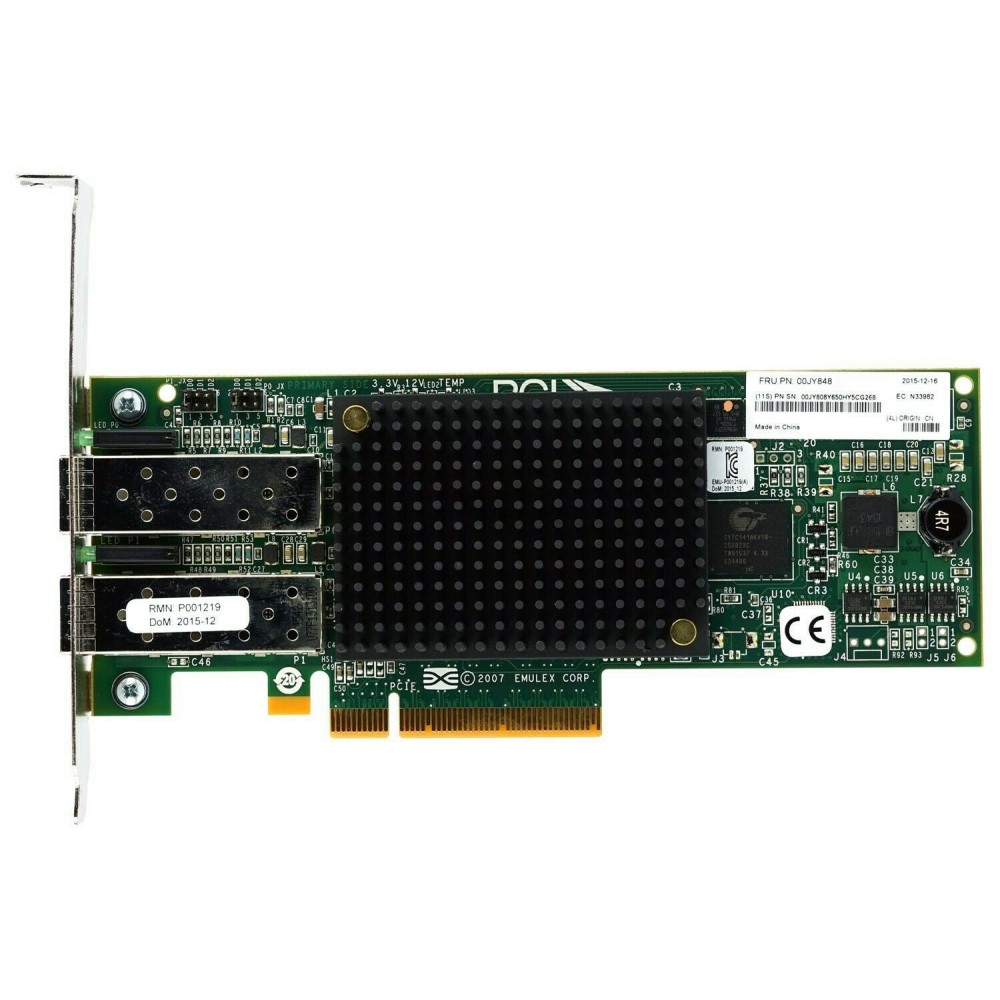 IBM 00JY848 (FRU 00JY808) Emulex LPe12002 Dual-Port 8Gb Fibre Channel HBA PCIe x4 Full Height Datasheet