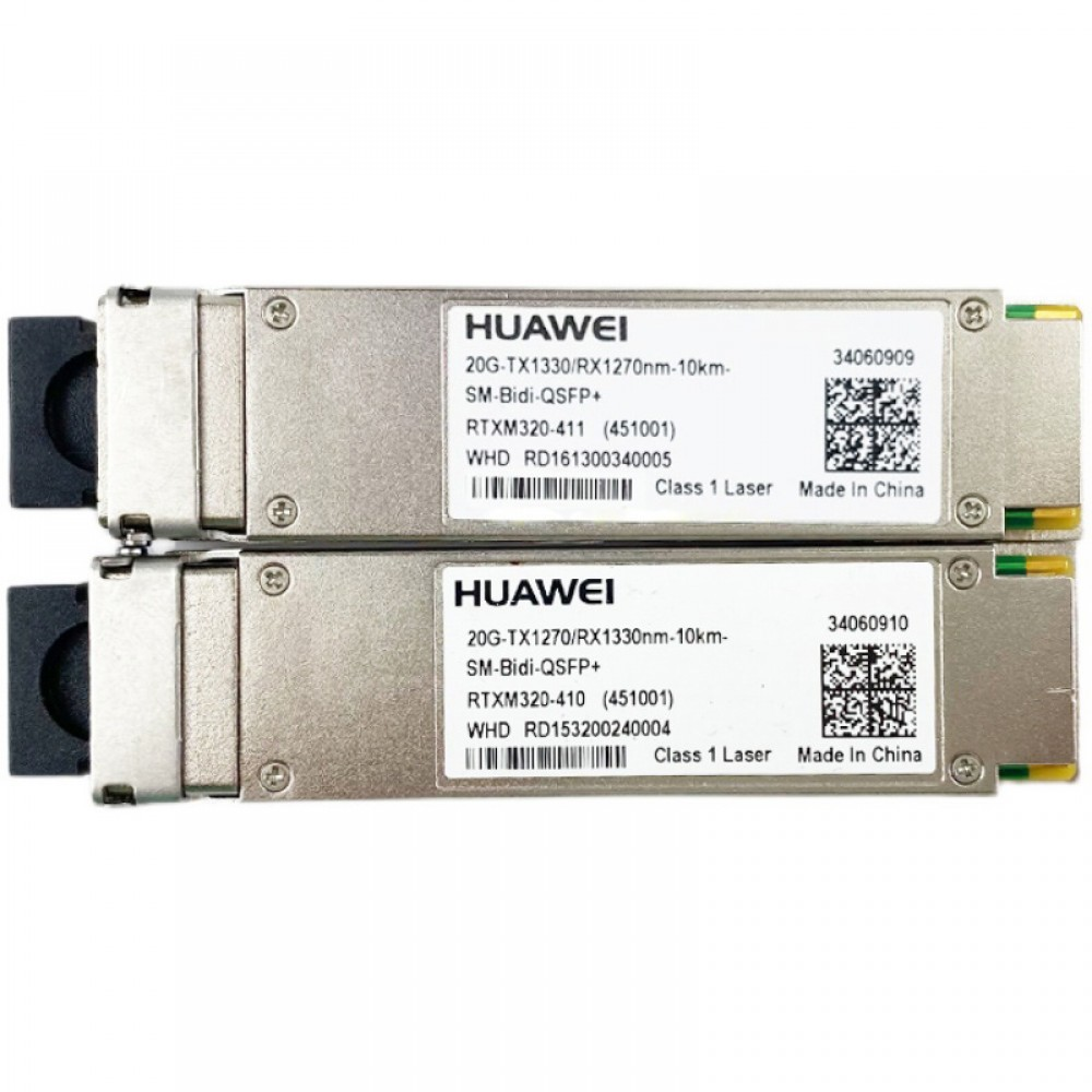 Huawei QSFP+ 20G BiDi Single-mode 10km Optical Transceiver Pair PN:34060909 & 34060910