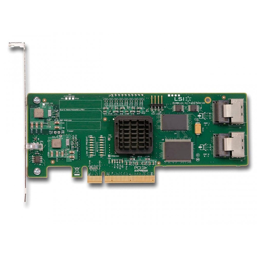 Broadcom LSI SAS3081E-R LSI00151 PCIe x8 HBA Card (8 Internal 3Gb/s SAS/SATA, Pure IT Mode, No Hardware RAID)