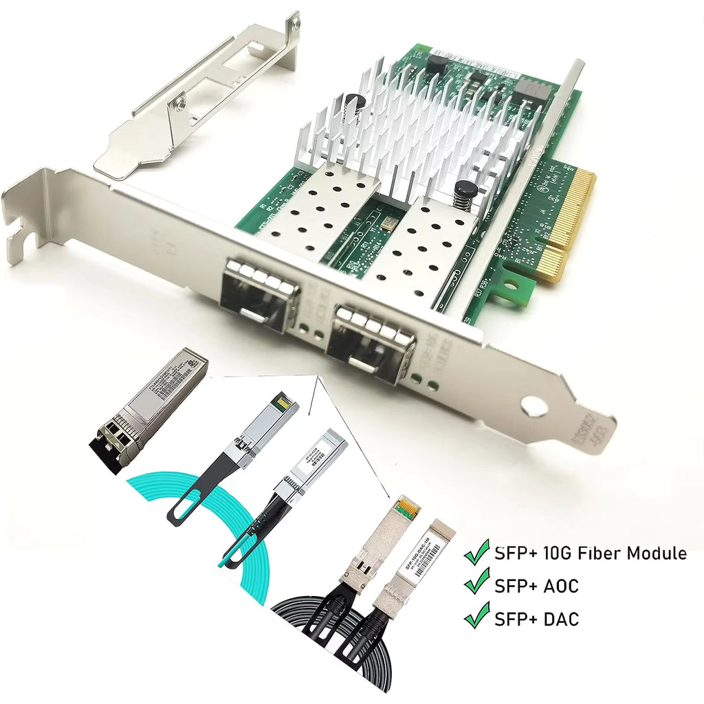 Intel X520-DA2 10Gb SFP+ PCIe x8 Network Card, 82599ES Chip, Dual SFP+ Port Ethernet Adapter