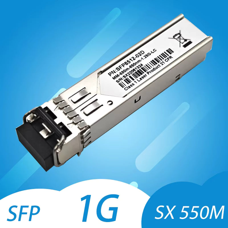 1.25G SFP 1000Base-SX 850nm MMF Transceiver Module, 550m LC DDM, Compatible with Cisco GLC-SX-MMD, Meraki, Fortinet, Ubiquiti UniFi, Mikrotik
