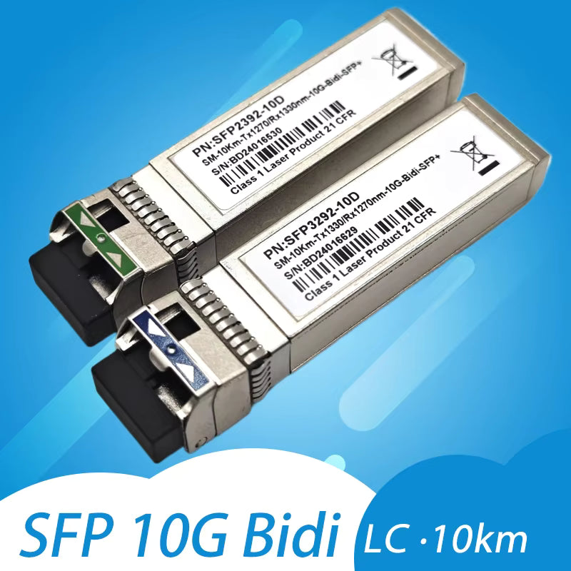 10G BIDI SFP+ Transceiver Module, 10GBase-BX 1270/1330nm SMF LC WDM 10-80km for Cisco Switches