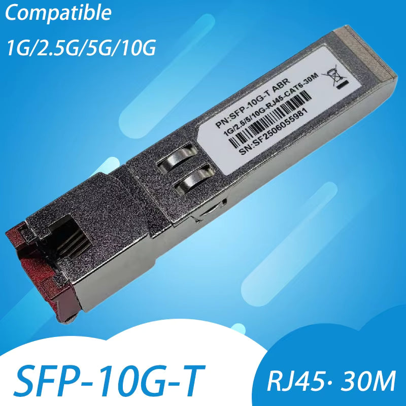 10GBASE-T SFP+ to RJ45 Transceiver Module, Multi-Rate 10G/5G/2.5G/1G Copper SFP+ Ethernet Module for Cisco SFP-10G-T, Mikrotik, HPE Switches
