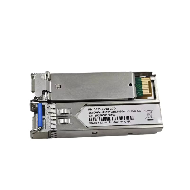 1.25G SFP BiDi Transceiver Module, 1000Base-BX 1310/1550nm 20km SMF LC Simplex for TP-Link / Mikrotik Switches