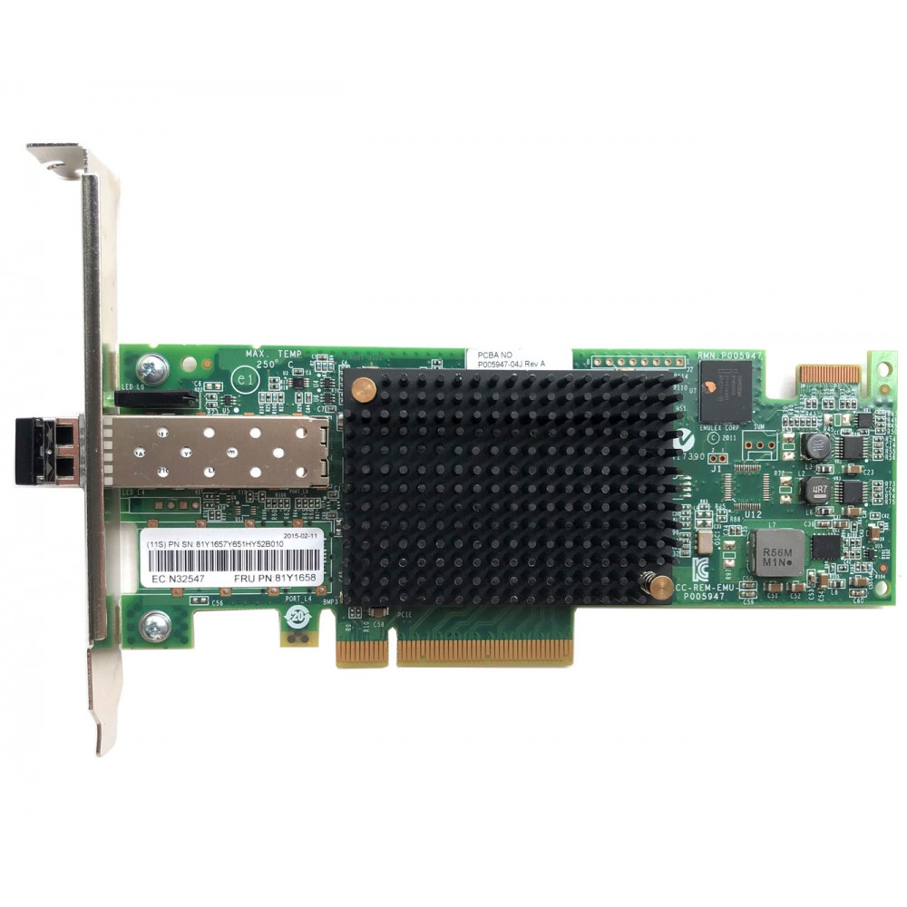 IBM 81Y1658 (FRU 81Y1657) Emulex LPe16000 16Gb Single-Port Fibre Channel HBA Card Full Datasheet