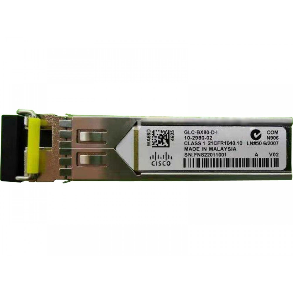 Cisco GLC-BX80-D-I 1000BASE-BX80-D Long-Haul BiDi Single-Fiber SFP