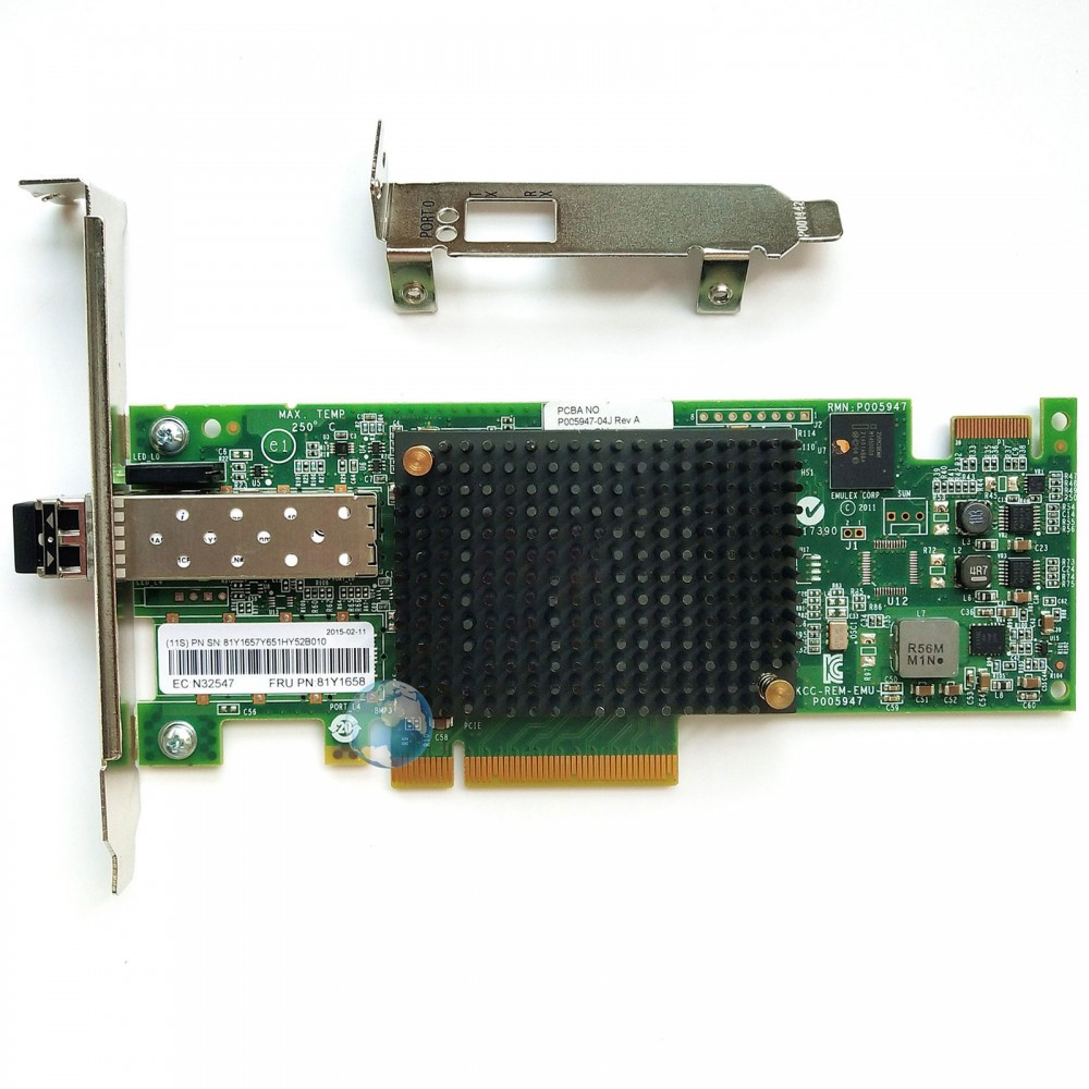 IBM 81Y1655 (FRU 81Y1656 / 81Y1664) Emulex 16Gb Single-Port Fibre Channel HBA Card Full Datasheet